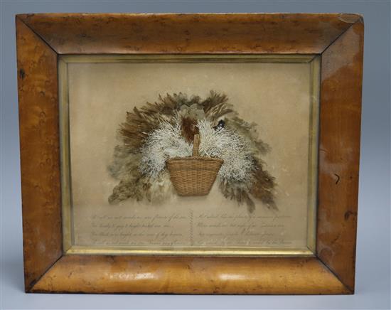 A maple framed Victorian seaweed picture overall 26.5 x 31.5cm